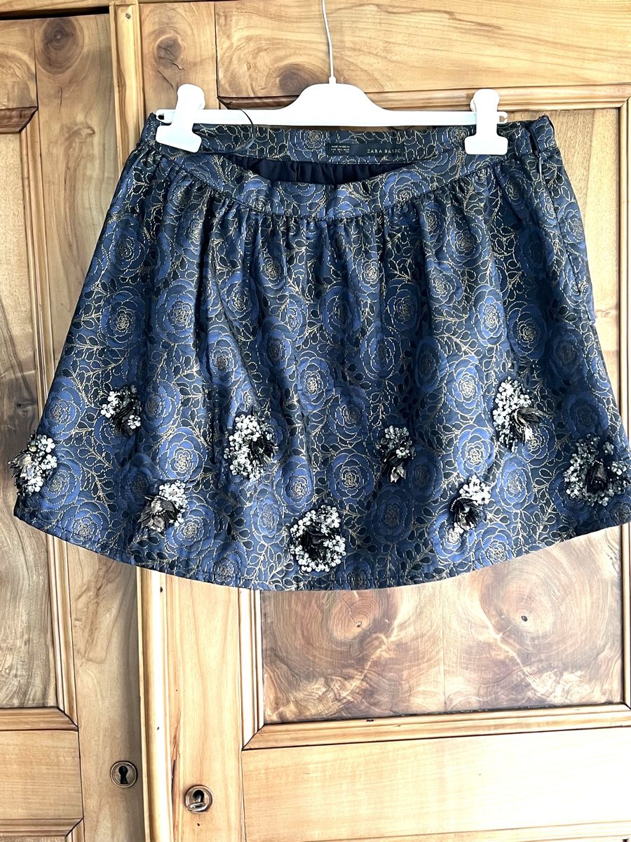 Zara Röcke: Jupe Zara Basic, taille L, bleu marine et or, chic ✨ – Neu (gemäss Beschreibung) aus Porrentruy von SYANKA 2