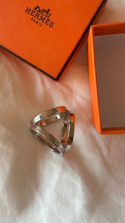 Hermes Scarf Trio 90 Ring Silver