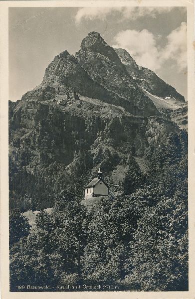 Ansichtskarten: Braunwald - Kirchli + 1932 – Gebraucht aus Emmenbrücke von teestube