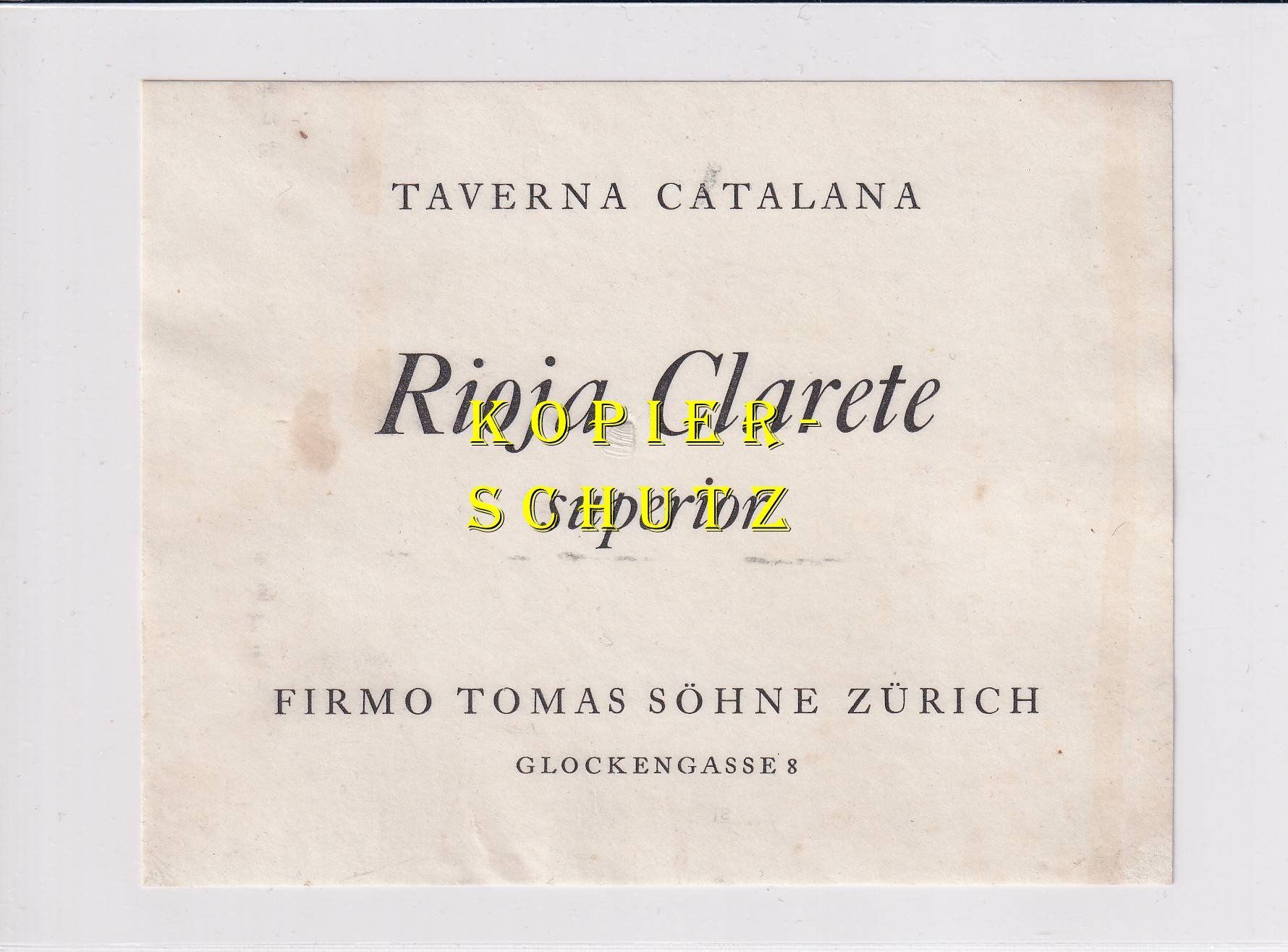Papier: Etikette - Rioja Clarete superior /bd – D'occasion à Hombrechtikon par Rudolf07