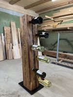 Weinständer aus Altholzbalken für 6 Flaschen 
