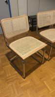 Stuhl Rattangeflecht Metall verchromt Holz hell 2 Stck