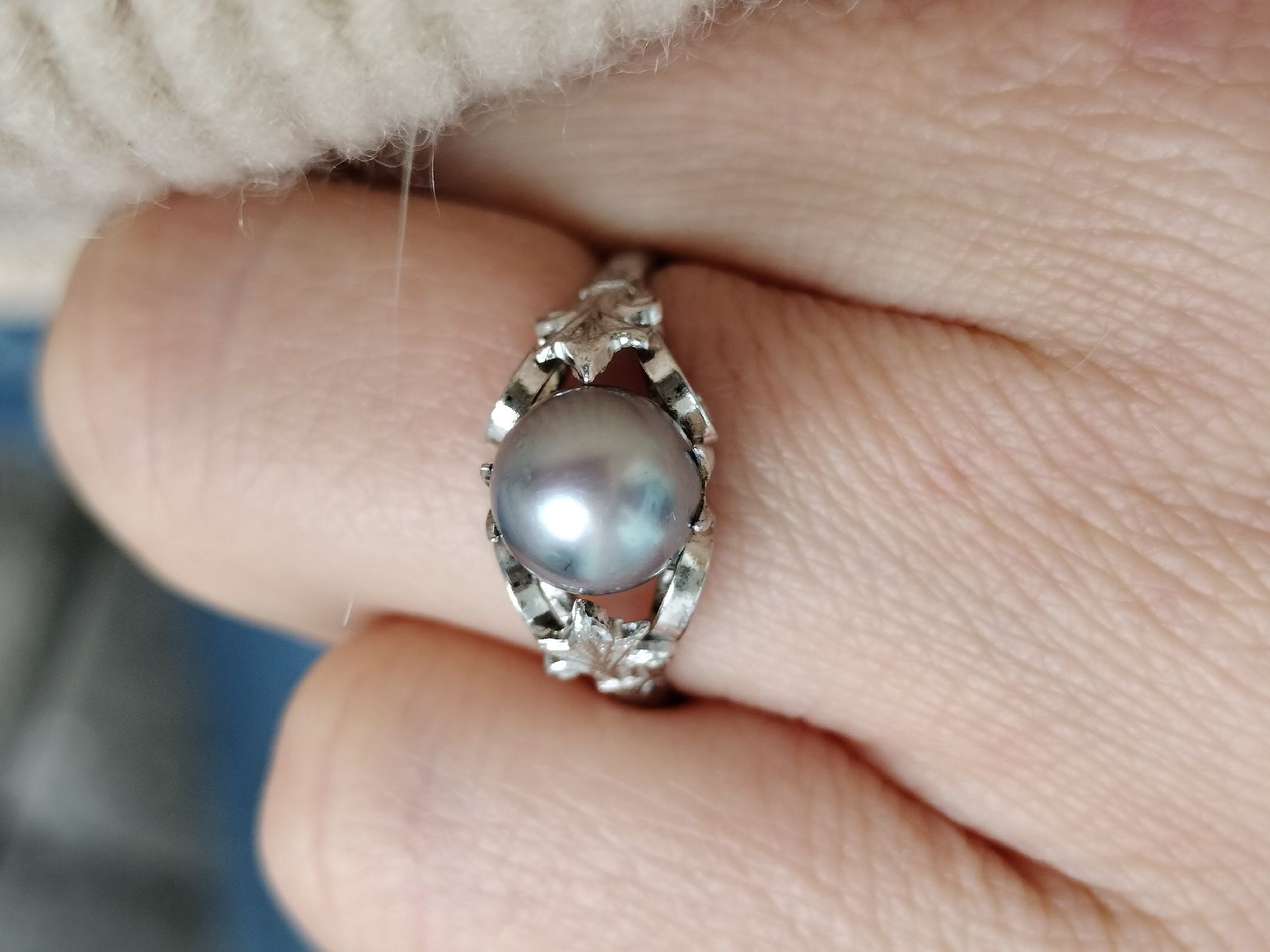 Anelli: Art Deco Antiker Perlen Silber Ring – Usato da schwyz venduto da larry91sz 7