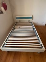 Bettgestell Weiss Türkis, ohne Lattenrost, 120 x 200