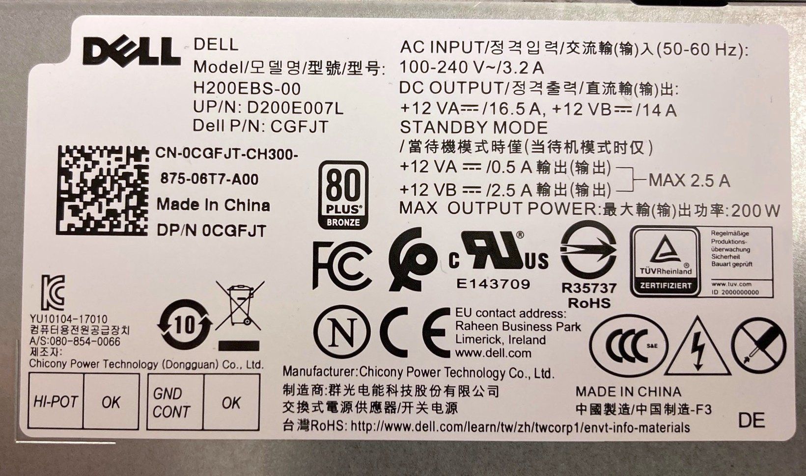 Dell PC: DELL Netzteil H200EBS-00 – Usato da Künten venduto da Arktisde
