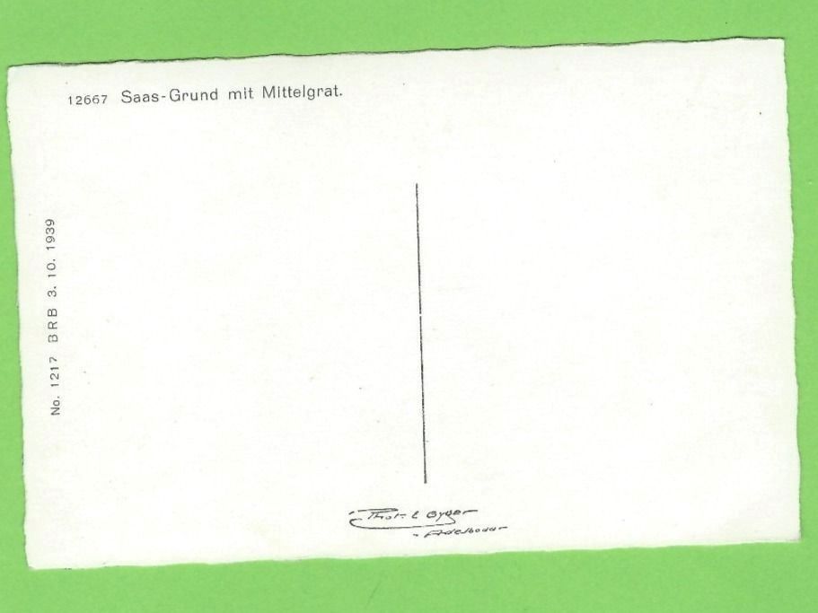 Cartoline postali: Saas-Grund mit Mittelgrat – Usato da Zürich venduto da t24_de 1