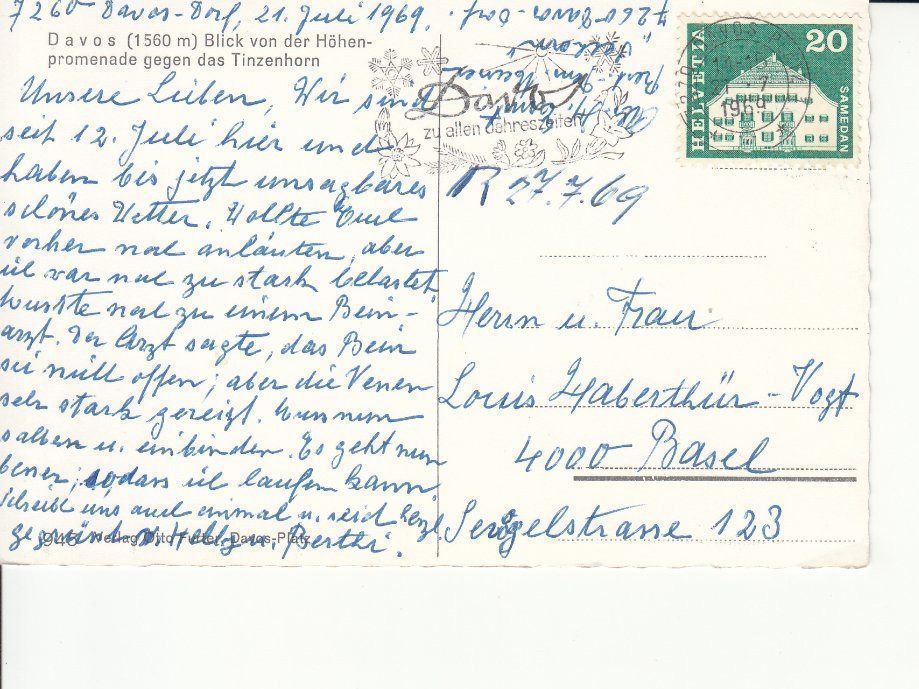 Cartoline postali: Davos Höhenpromenade 1969 – Usato da Bürglen TG venduto da StampGraf 1