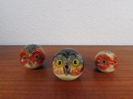 Vintage Eulen Briefbeschwerer  Paperweight Alabaster 60s 70s