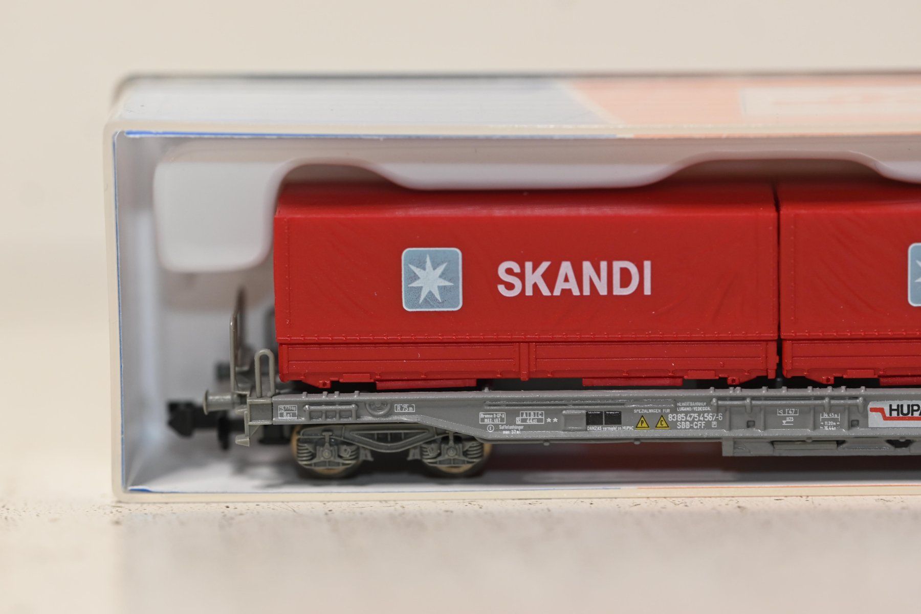 Roco Modellini di ferrovie: SKANDI  HUPAC Wagen Roco Spur N mit OVP – Usato da Laupen ZH venduto da Zmoewe 1