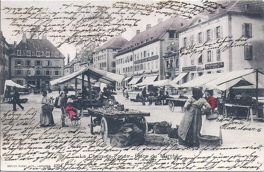 Ansichtskarten: CHAUX-de-FONDS, place du marché – Gebraucht aus Les Verrières von Scampi0