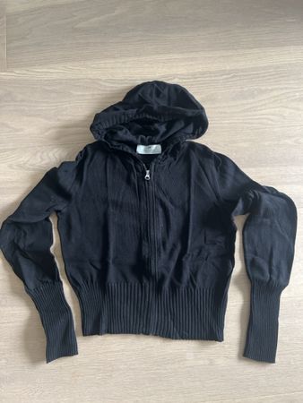 H&M Strickjacke mit Kapuze, Gr. 158/164, Schwarz, Top!