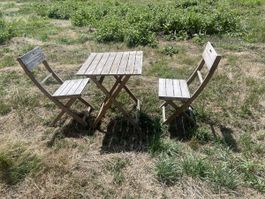 Gartentisch mit 2 Stühlen Holz Klappbar gebraucht