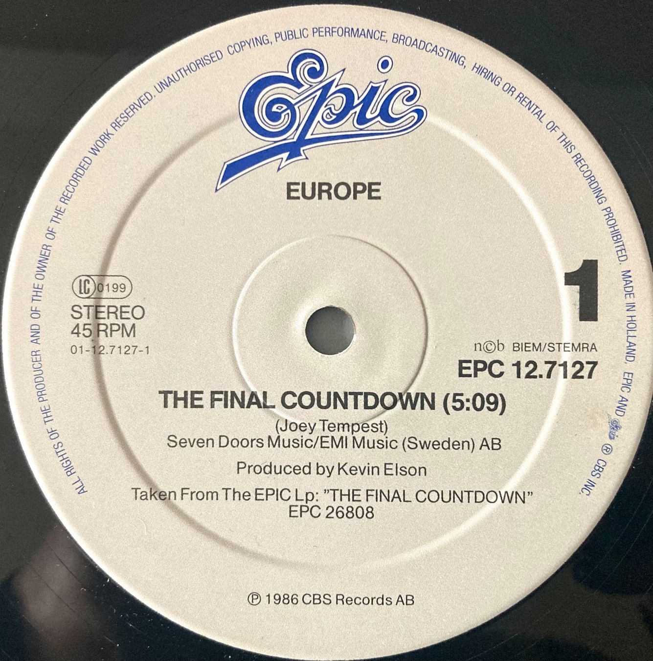 Dischi in vinile: EUROPE - THE FINAL COUNDOWN – Usato da Poliez-Pittet venduto da Newtown-Records 2