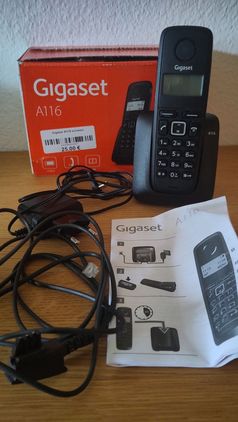 Gigaset Telefoni: Gigaset A116 DECT Schnurloses Telefon Schwarz – Usato da Urdorf venduto da skl1 1