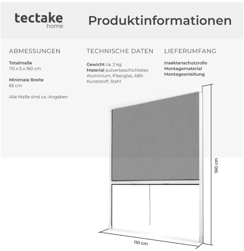 Altro per la casa: tectake Fliegengitter 110x160cm, neu & originalverpackt! – Nuovo e nell'imballaggio originale da Elfingen venduto da reto_s_k 2