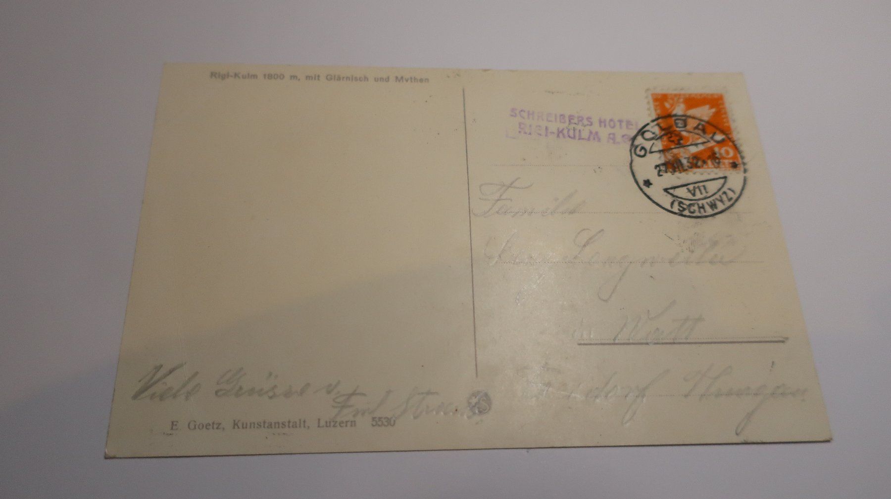 Cartoline postali: Rigi-Kulm mit Glärnisch und Mythen  1932 – Usato da Cormoret venduto da Pascalll2001 4