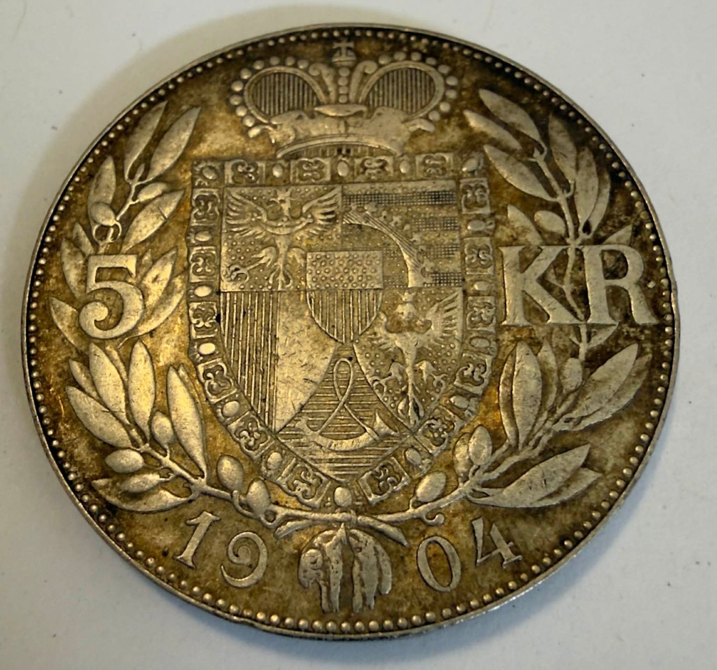 Tutti le monete: Liechtenstein 5 Kr. 1904 Rare silver coin – Usato da Zürich venduto da Tasmiyah 2