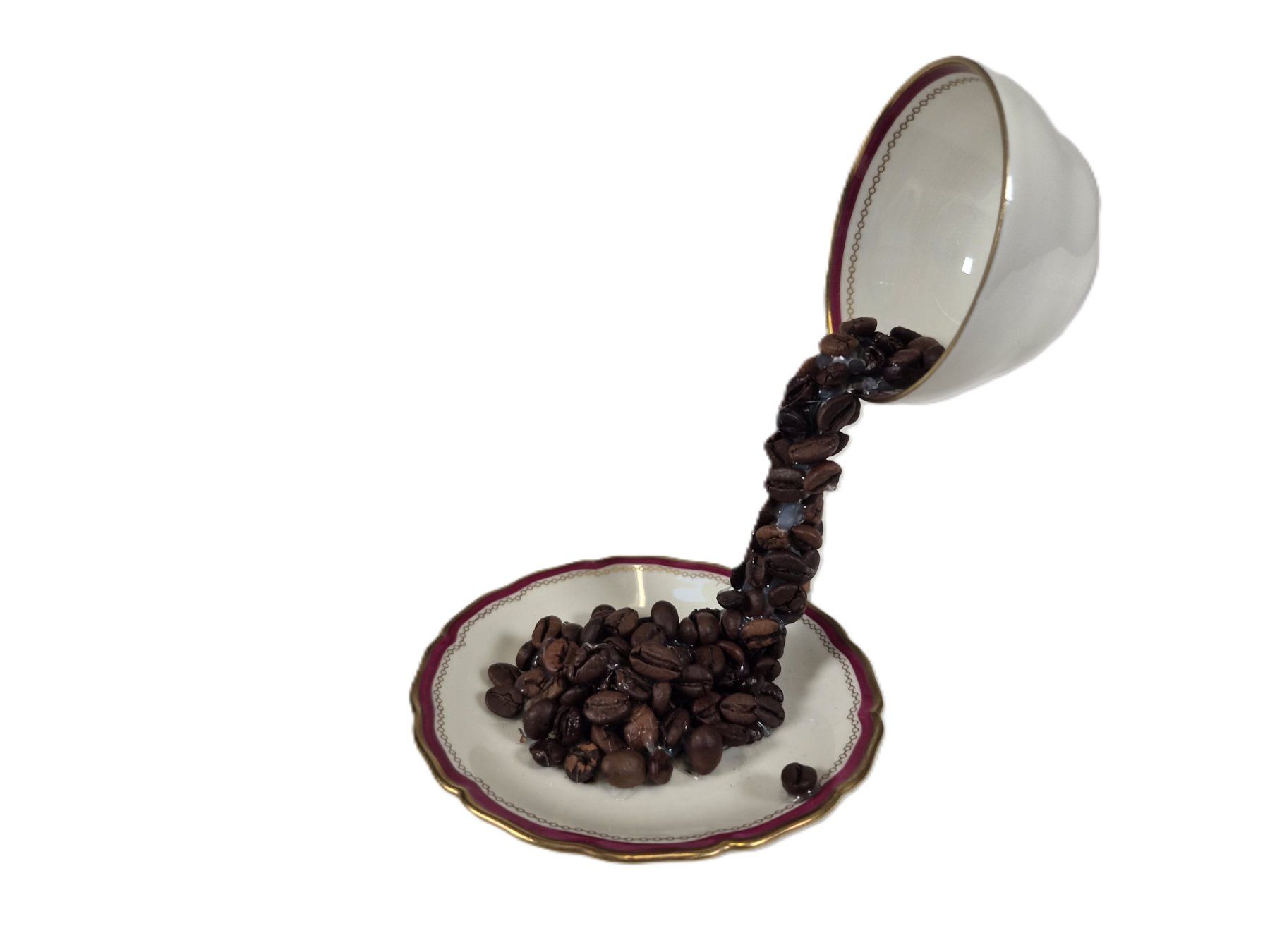Tutte le decorazioni: Schwebende Kaffeetassen-Skulptur mit Kaffeebohnen – Usato da Wil SG venduto da Restwert_Wil