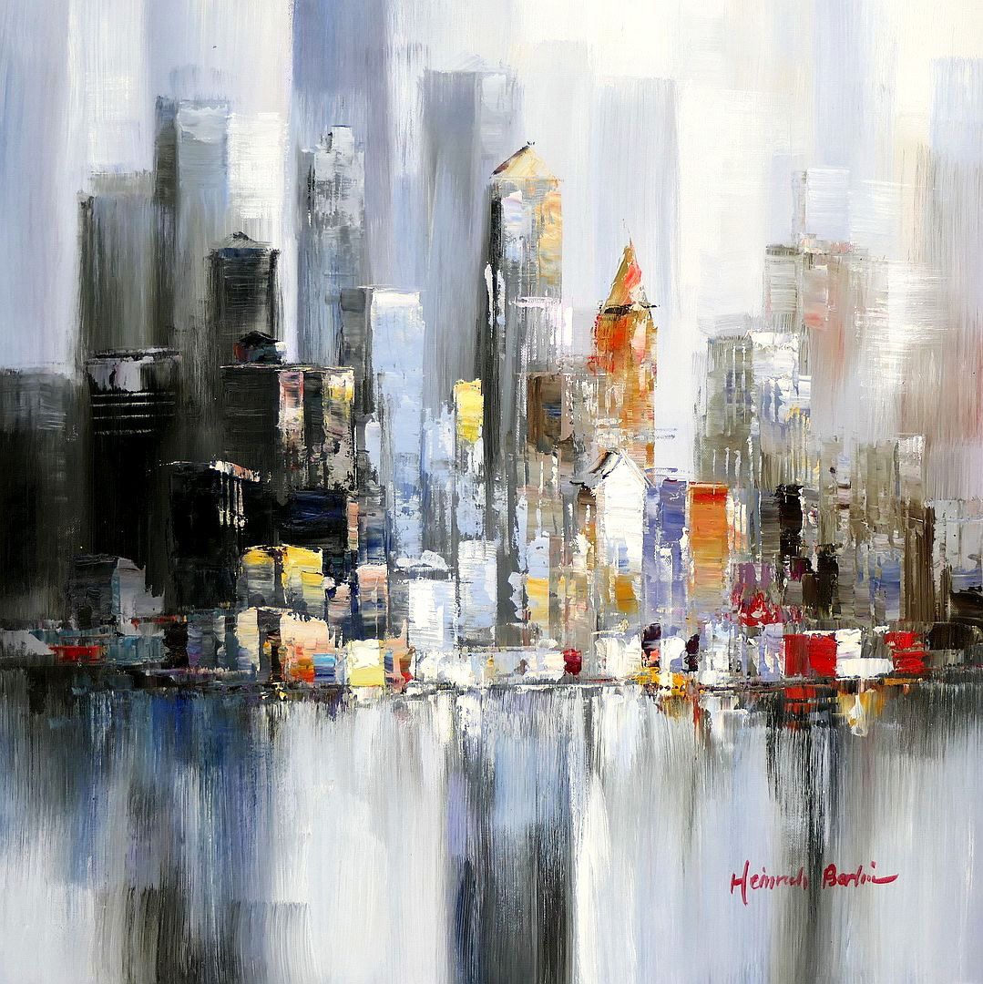 Riproduzioni & Creazioni: Abstrakt New York Skyline im Winter II – Nuovo (secondo la descrizione) da Larnaca venduto da KunstDepot24