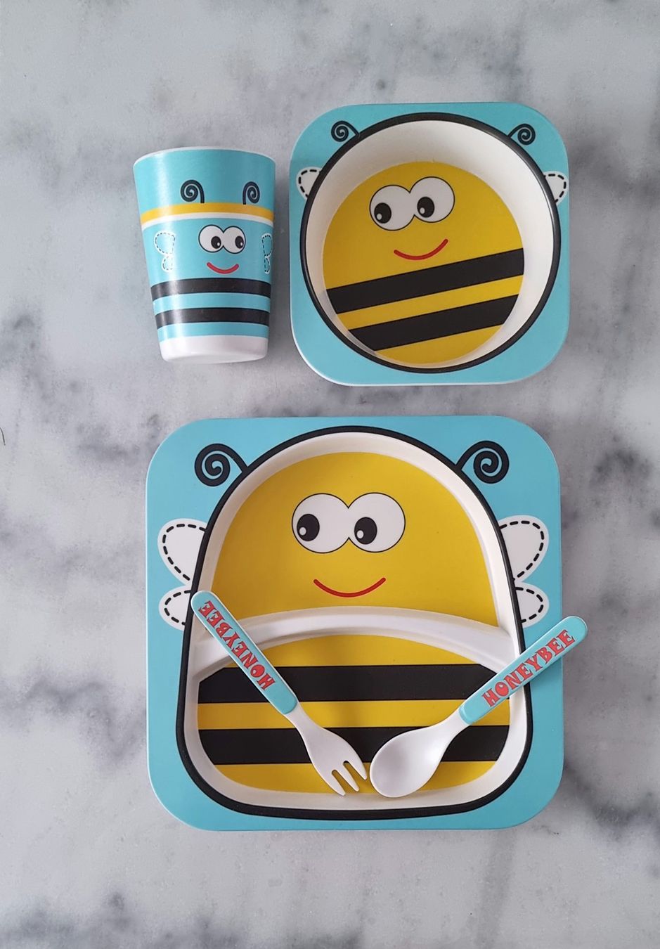 Set di piatti: KINDER GESCHIRR-SET Eco Bambo "HONEYBEE" – Nuovo e nell'imballaggio originale da Stäfa venduto da BURG23