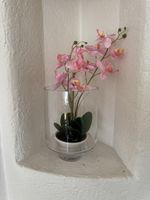 Artificial Orchid Plant in Glass Vase, Pink, Good Condition