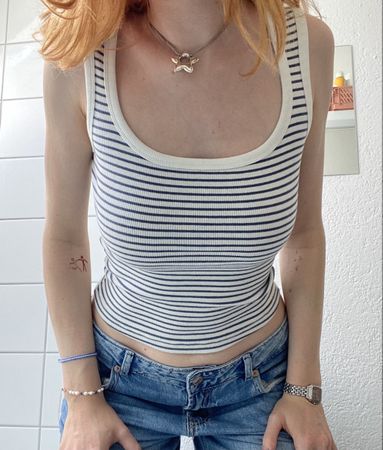 Striped Tank Top White/Blue Size S used