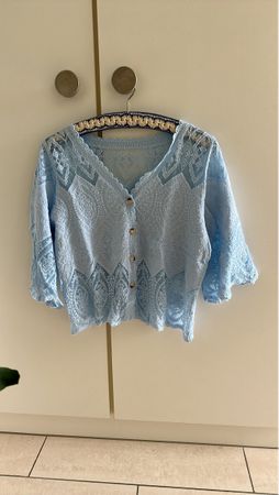 Neue Sommerliche Damen Strickjacke in Hellblau Gr. M-L