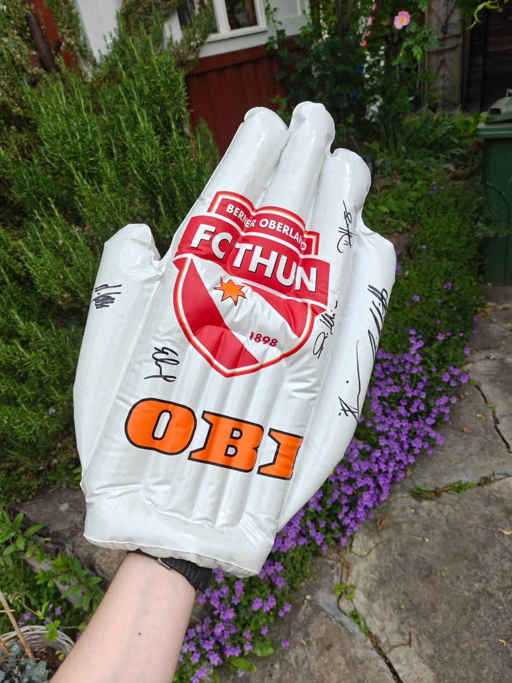 Autografi: Signierter FC Thun Fanhandschuh – Usato da Thun venduto da Meyphil 1