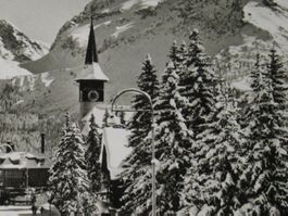 Arosa mit Furkahörnern , Kirche  1952