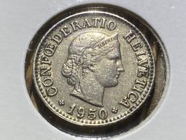 Schweiz 10 Rappen 1950 B in Münzrähmchen ss - vzgl