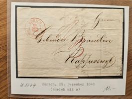 Vorphila Rapperswyl 1848 Zürich mit *u*