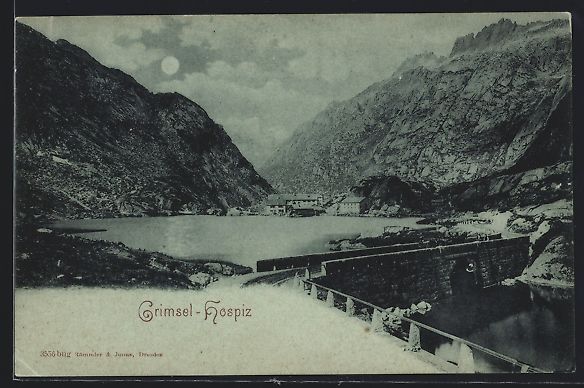 Cartoline postali: Mondschein-AK Grimsel-Hospiz, Blick übe – Usato da Berlin venduto da bartko-reher