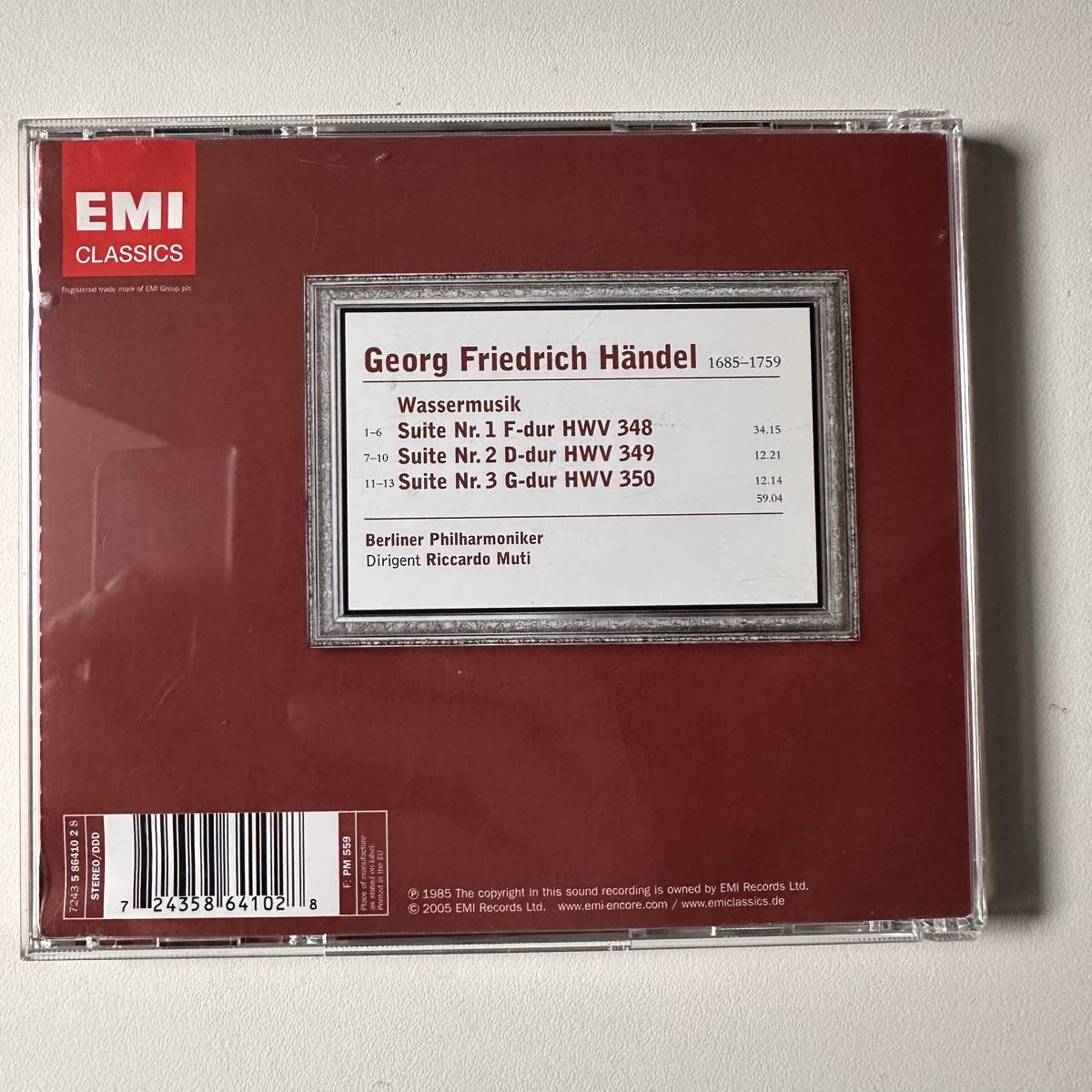 CD: Händel Wassermusik CD Berliner Philharmoniker Muti – Usato da Zofingen venduto da SwissMercator 1
