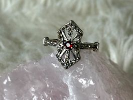 Vintage Silberring 925 mit rotem Stein