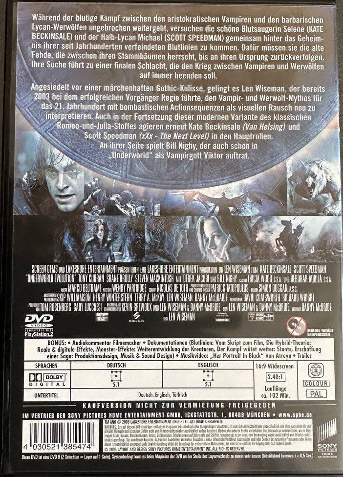 Tutti i DVDs: 5 Underworld Filme DVD Sammlung (1-Evolution-Awaking-Bloo... – Usato da Beringen venduto da Mantafisch1 3