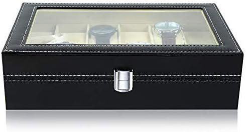 Uhrenbox 12 Fächern Uhrenkasten Aufbewahrungsbox Glasdeckel (Neu
