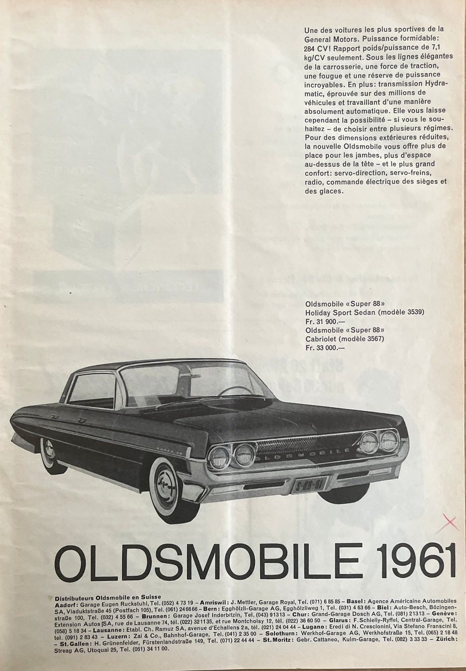Poster & Bilder: Oldsmobile 1961 - Alte Werbung / Ancienne réclame 1961 – Gebraucht aus Savagnier von Ne2065