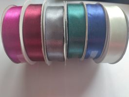 6 Rollen Satinband 18mm x 25m Neu Farben mix Set 1