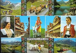 APPENZELLERLAND Maultier Kühe Alphornbläser Sennen Bahn ...