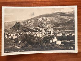 Postkarte Sion mit Schloss 1937 (P612)