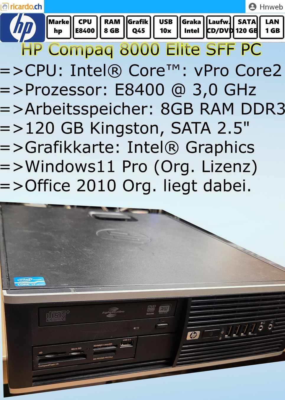 Hewlett Packard PCs: PC HP Compaq 8000 Elite SFF PC – D'occasion à Kaisten par Hnweb