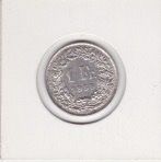 1 Franken 1959 Silber, nur wenig zirkuliert.