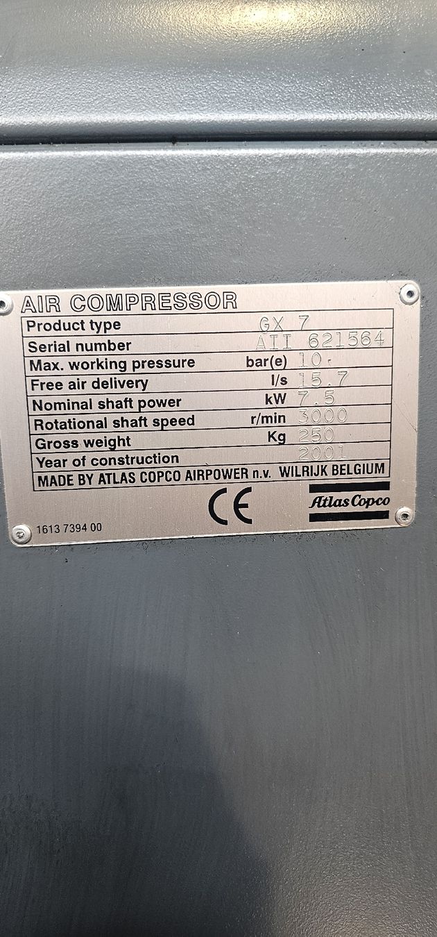 Atlas Copco Compresseurs: Kompressor Atlas Copco GX7  – D'occasion à Emmenbrücke par Sab_25vy 1
