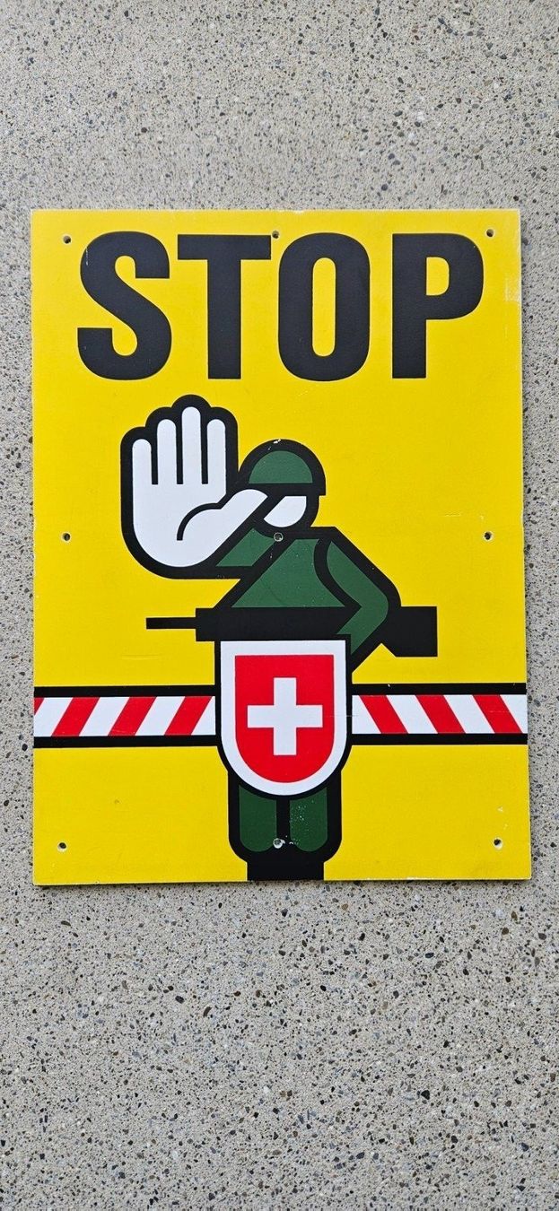 Insegne: *** Warntafel klein Grenze STOP ! *** – Nuovo (secondo la descrizione) da Riedholz venduto da fr_sIruP