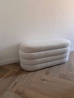 50% Hocker Bank mit Stauraum Bouclé weiss 120cm