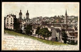 AK St. Gallen, Ortsansicht mit Kirche