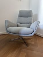 Sessel Drehstuhl Stoff grau Metallfuss Micasa