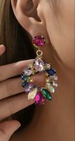 Boucles d'oreilles pendantes multicolore 3,7 cm X7,1cm