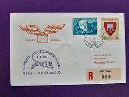 Flugbrief Vaduz-Genf-Mogadiscio/Somalia 1.IV.1965