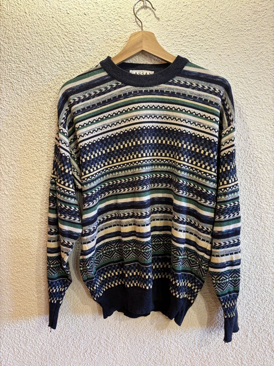 Maglioni & Felpe: CASSAN Strickpullover, Vintage Muster, Grösse L – Usato da Alten venduto da AuntiesAtticFinds